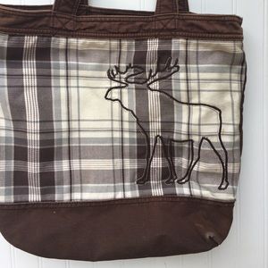 A&F Brown Plaid Tote Bag