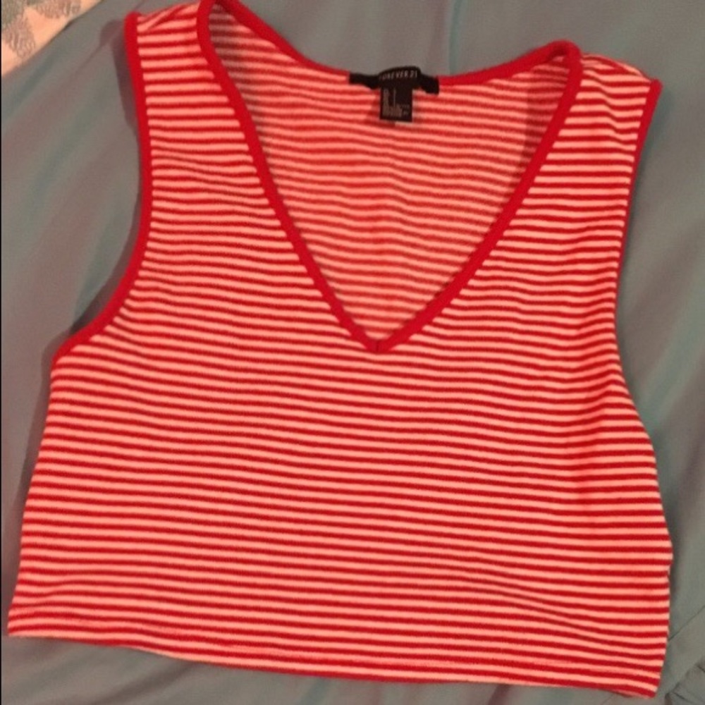 red & white crop top.