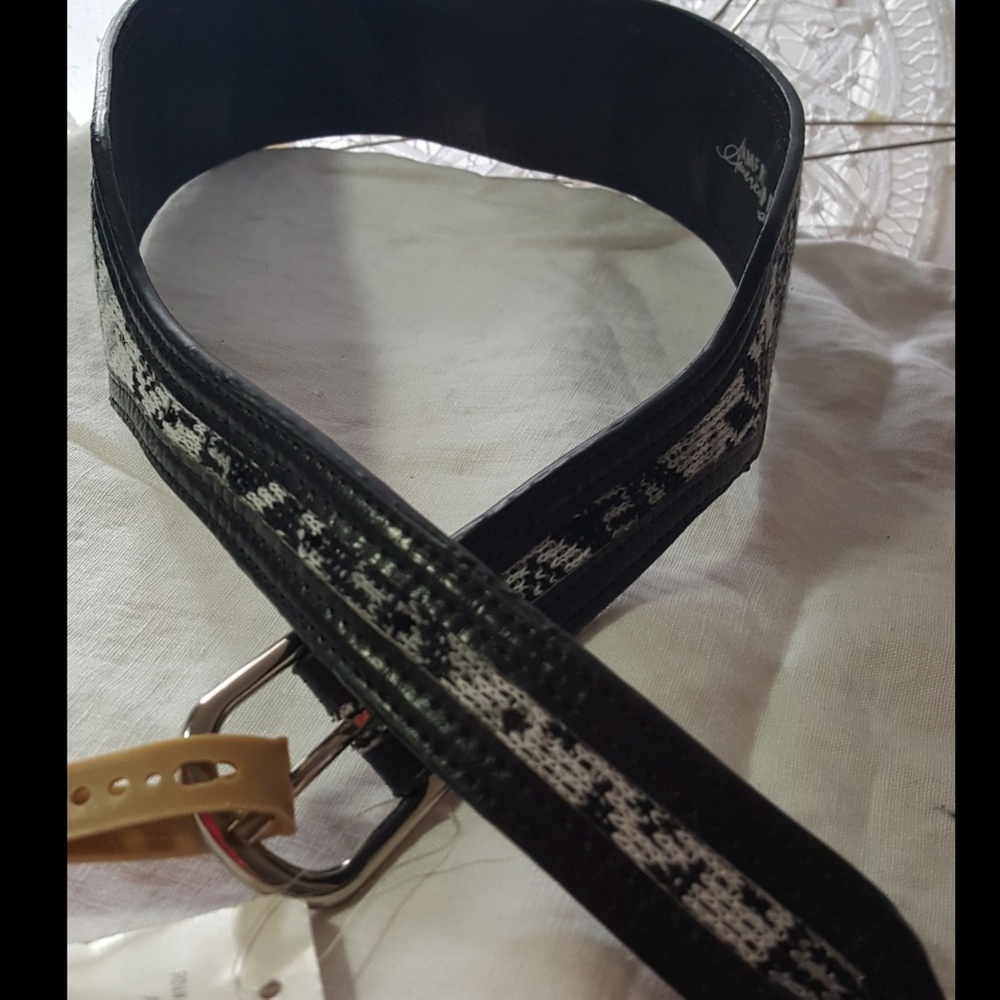 American Rag Black & Grey Leather Belt Size S NWT - Picture 6 of 8