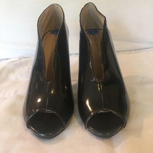 BCBG Generation Black Patent Peep toe booties