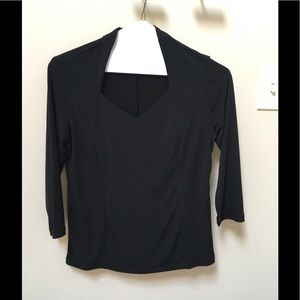 Grace black 3/4 sleeve poly/spandex top