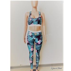 Women's Blue and Pink Floral Set