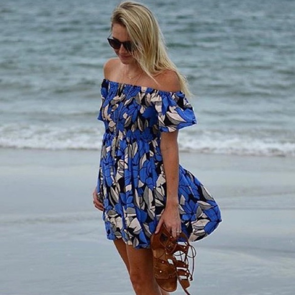 Free People Blue Off the Shoulder dress