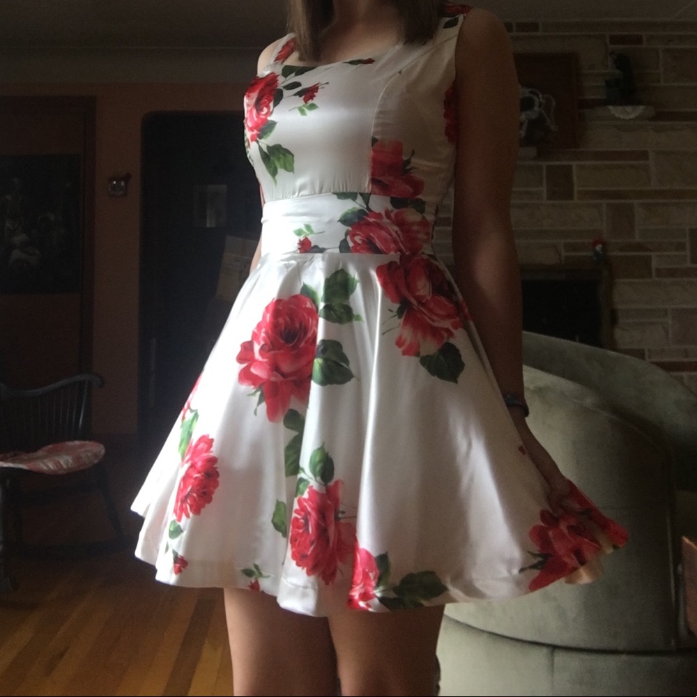Homecoming dress, rose pattern