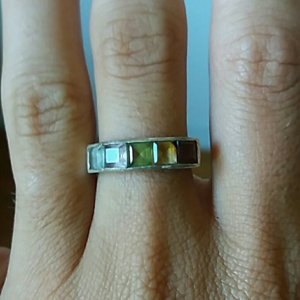 Brazilian gem stone rainbow ring