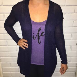H&M Dark Blue Long Sleeve Sheer Open Cardigan (S)