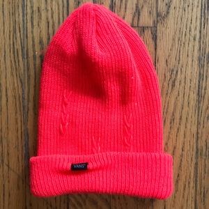 neon pink/orange beanie