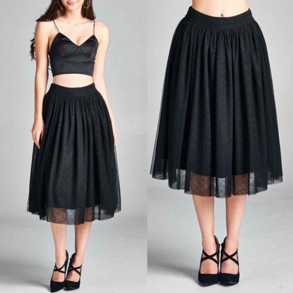 CINDY Tulle skirt  - BLACK - Picture 2 of 4