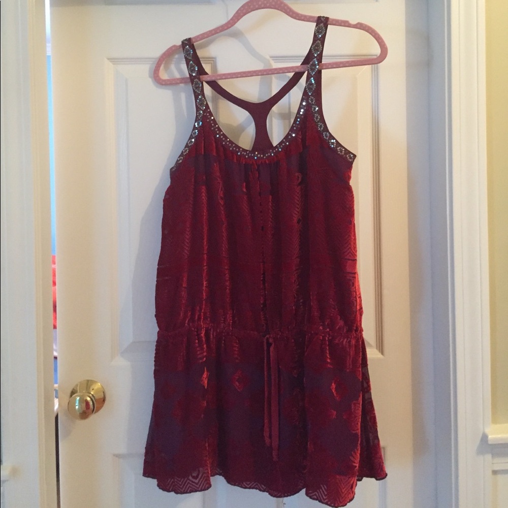 Festive Red and Purple Free People top