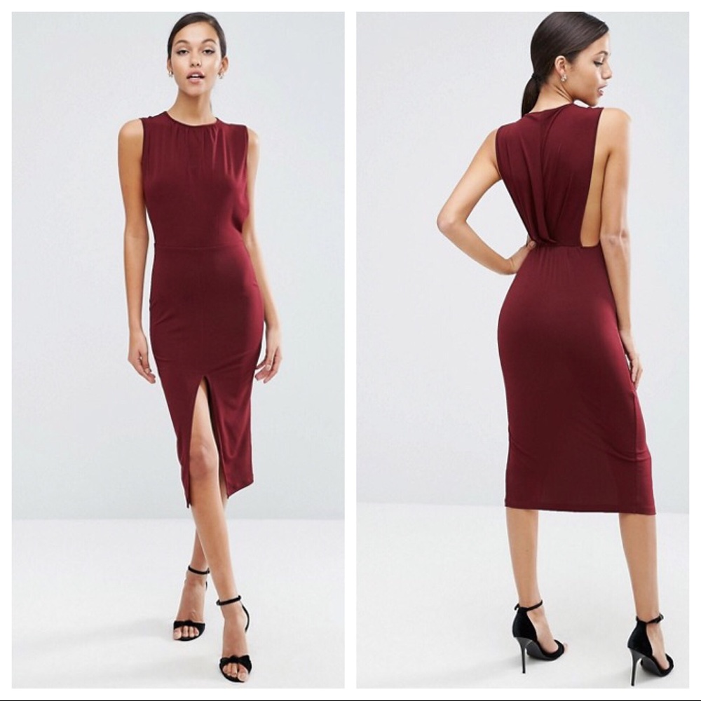 Asos Midi in Deep wine red