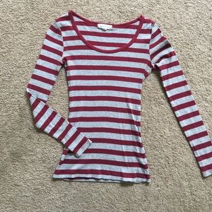 Grey and red striped shirt