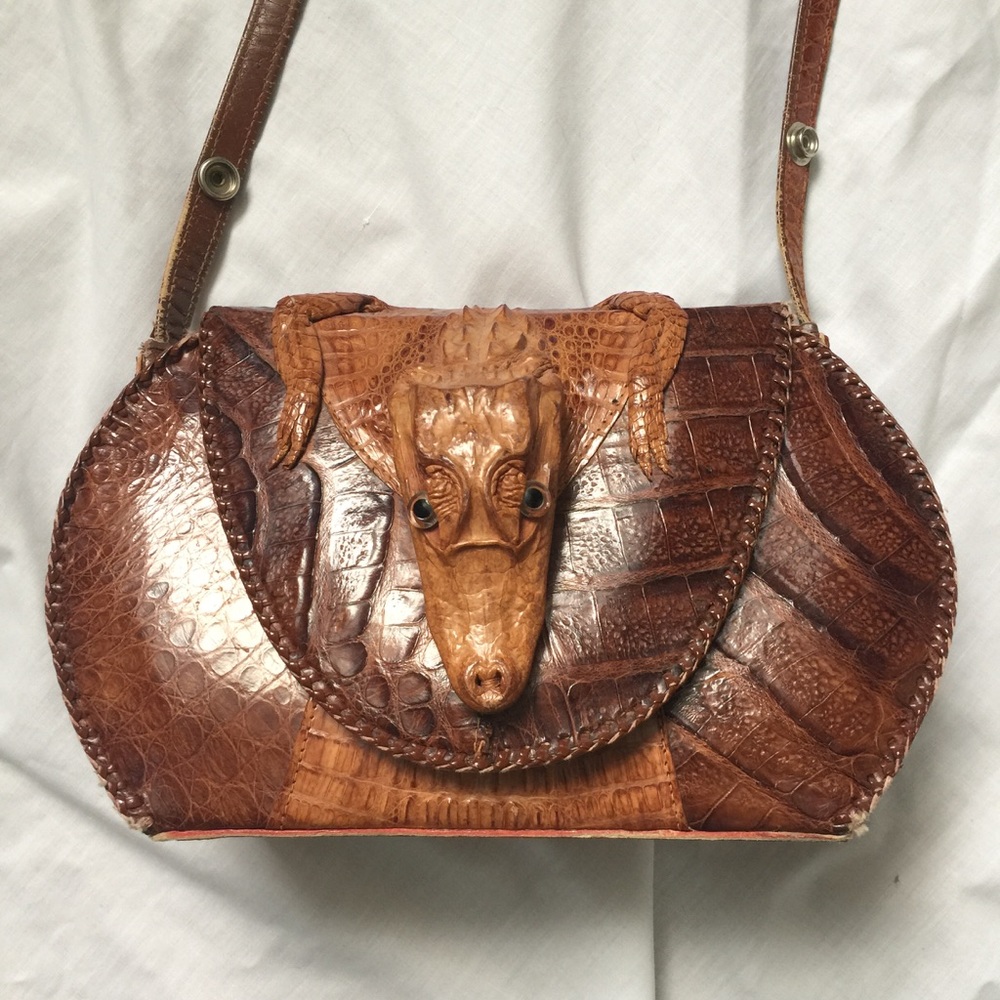 SOLD-Genuine alligator 1940's purse