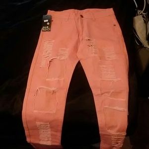 Pink cut out jeans
