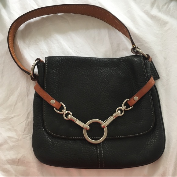 Coach Handbags - Coach Black & Brown Leather Shoulder Bag