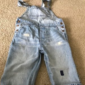 Boys H&M denim distressed overalls