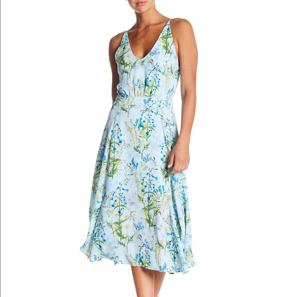 HP Blue Floral Printed Midi Dress