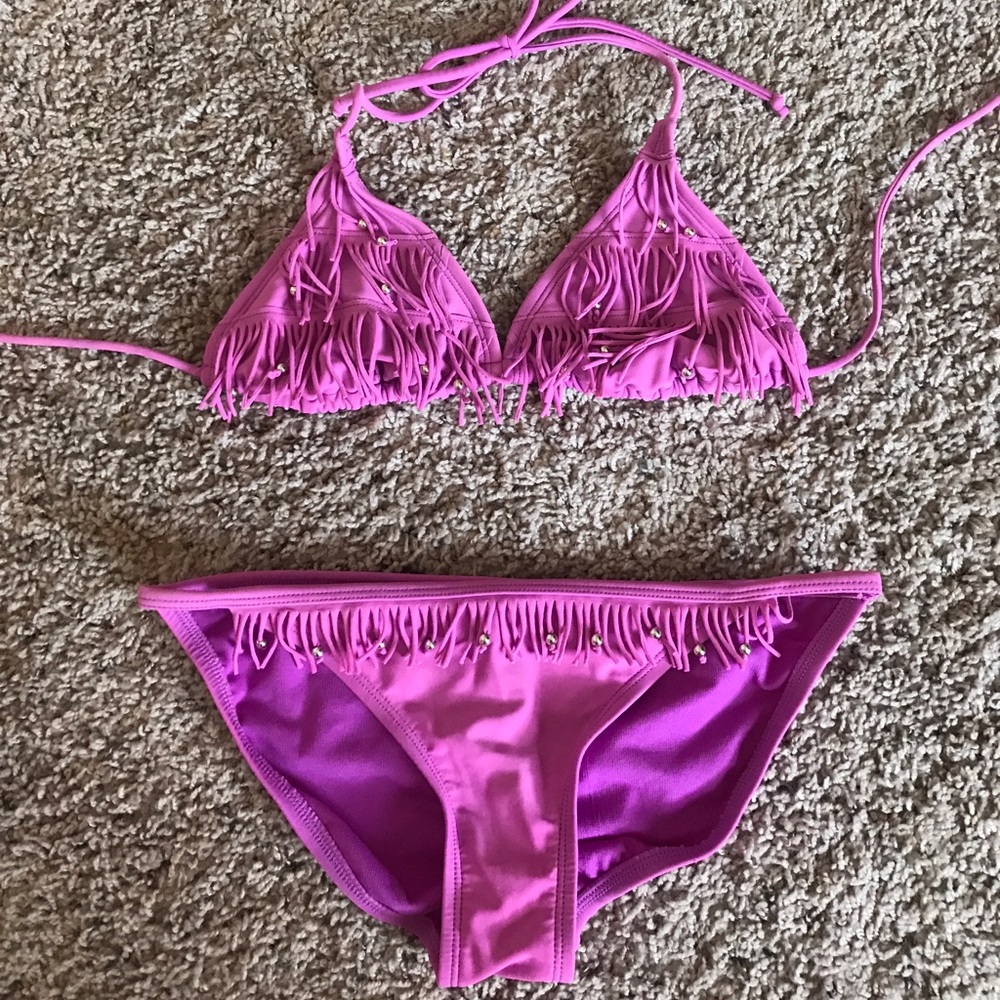 bright purple bikini