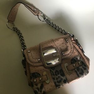 Guess pink ostrich leather like purse