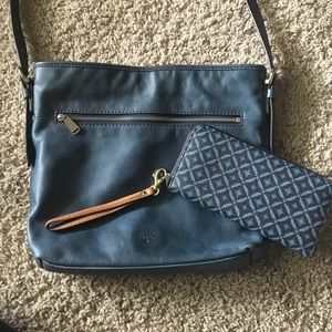 Slate blue FOSSIL purse and wristlet wallet