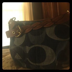 Denim coach shoulder bag