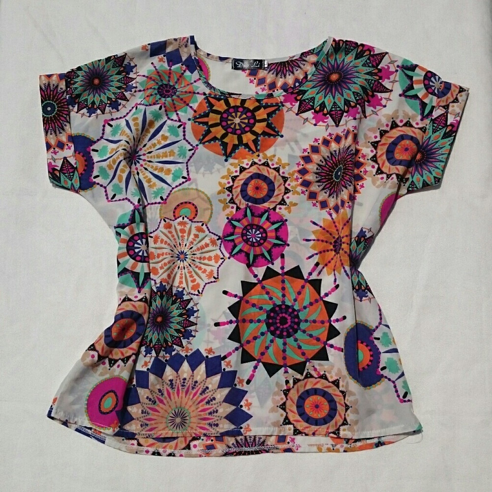 Fun colorful geometric blouse