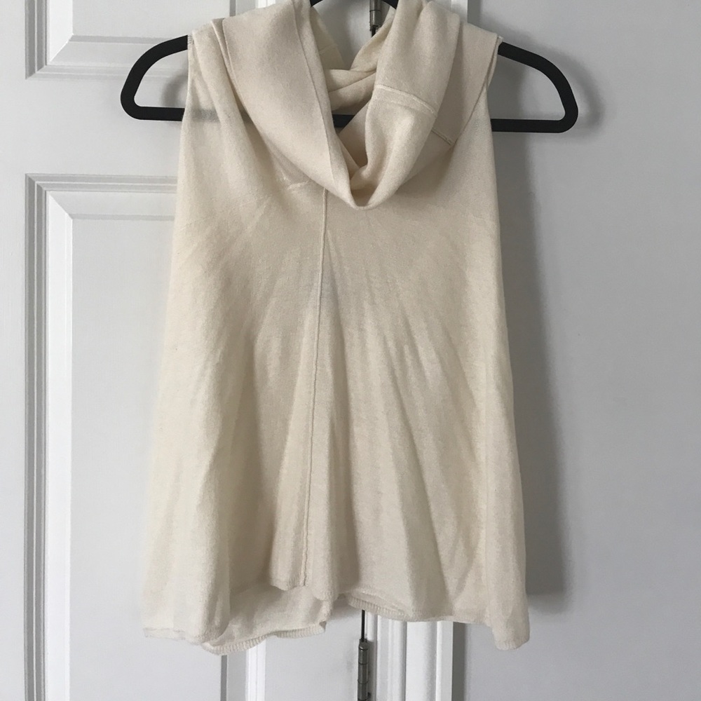 Halston cream sleeveless cowlneck top