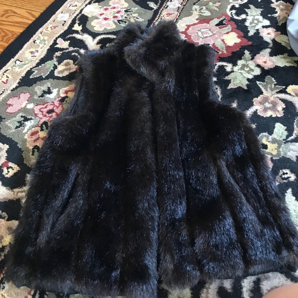 reversible black fur vest