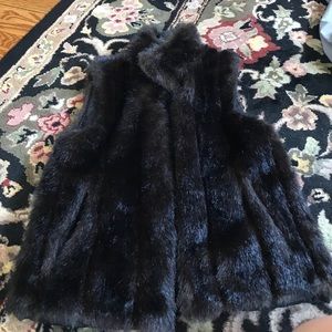 reversible black fur vest