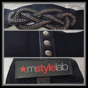 M STYLE WOMENS BLACK & SILVERTONE CHAIN BELT~NWT~🎁🎄Christmas Present🎄🎁