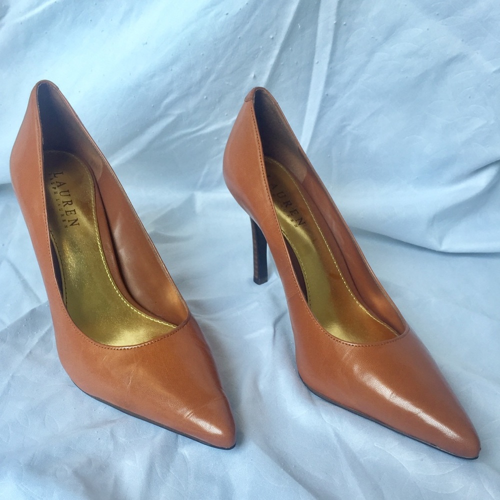 Ralph Lauren Cognac Heels, Size 8