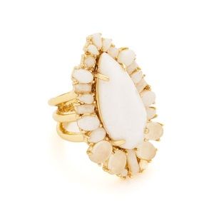 NWT Kate Spade Seastone Sparkle Cocktail Ring gold