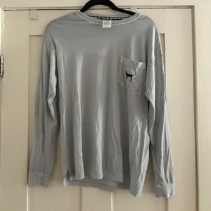 Grey vs pink long sleeve t shirt