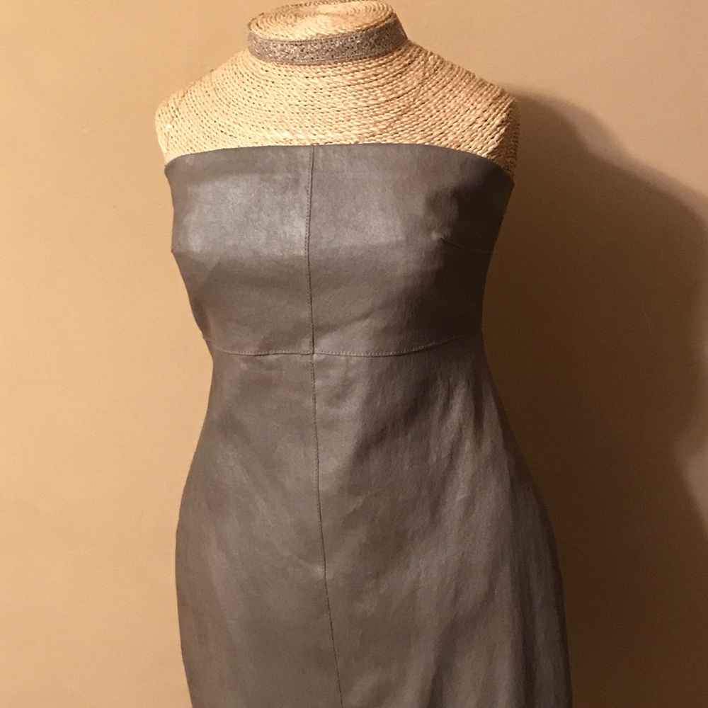 Tahari strapless leather dress Say No More