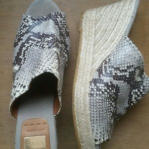 Wedge snake skin high heeled slip on sandals