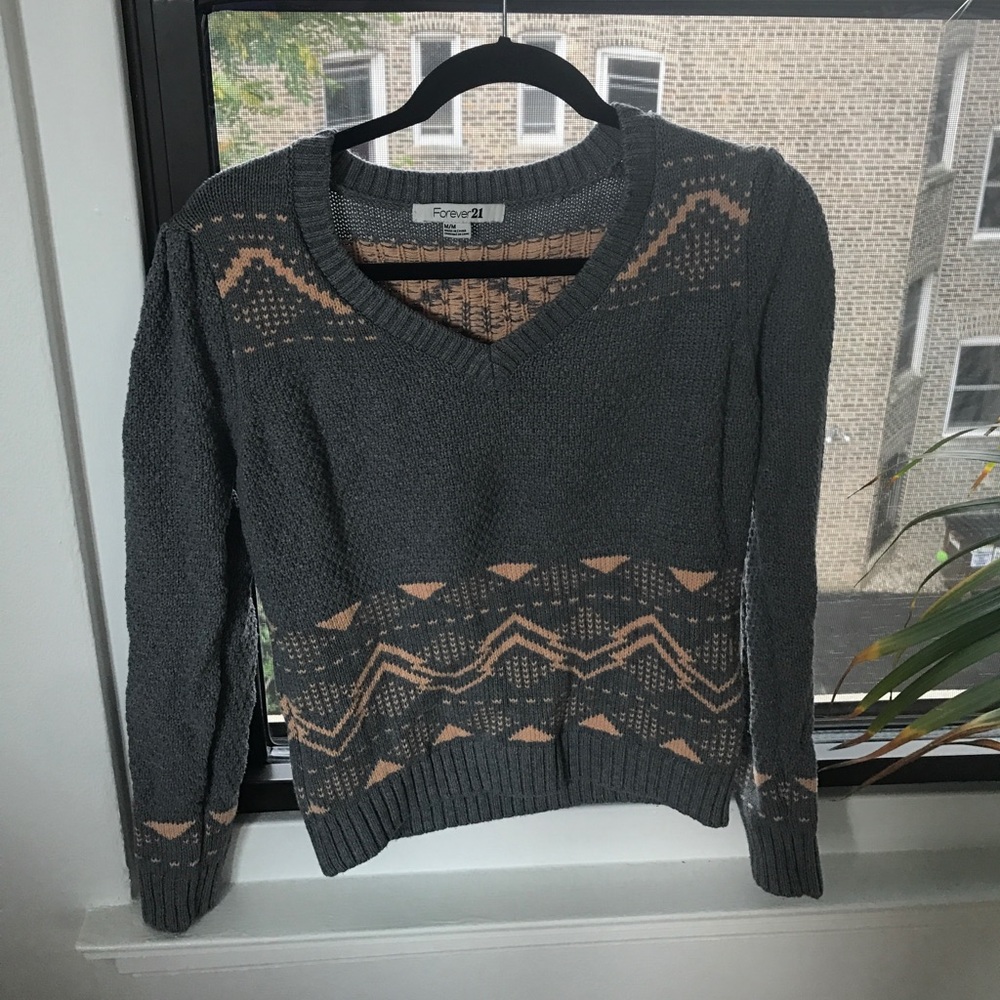 Grey and peach sweater