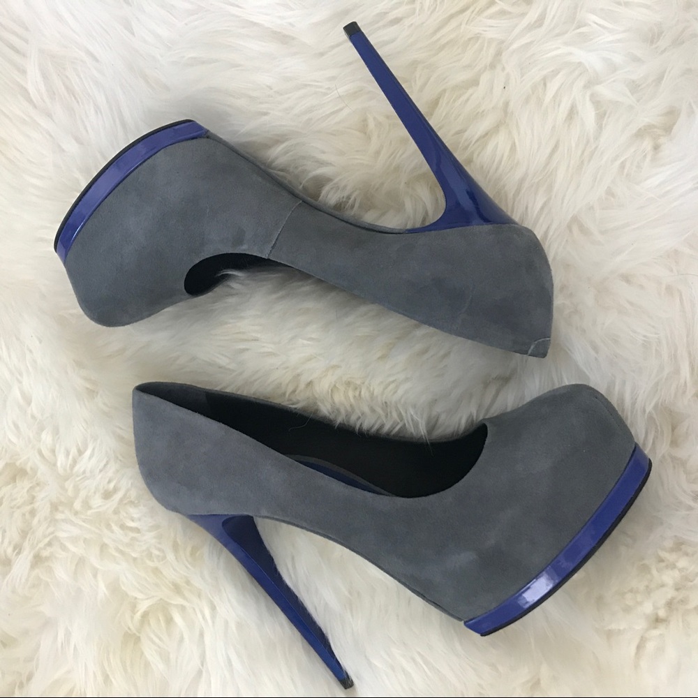 NWOB PLV Gray suede heels - Picture 2 of 8