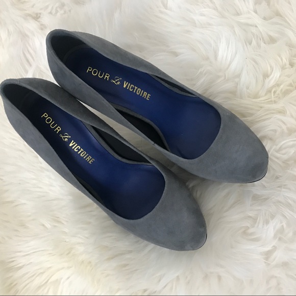 NWOB PLV Gray suede heels - Picture 5 of 8