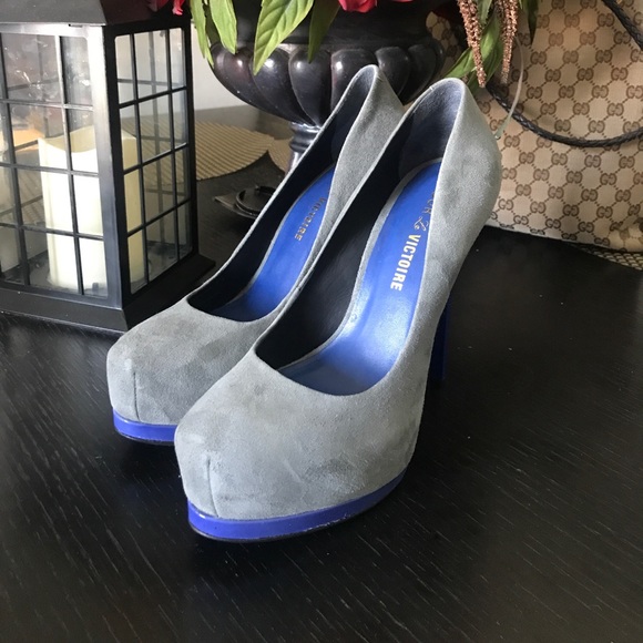 NWOB PLV Gray suede heels - Picture 3 of 8