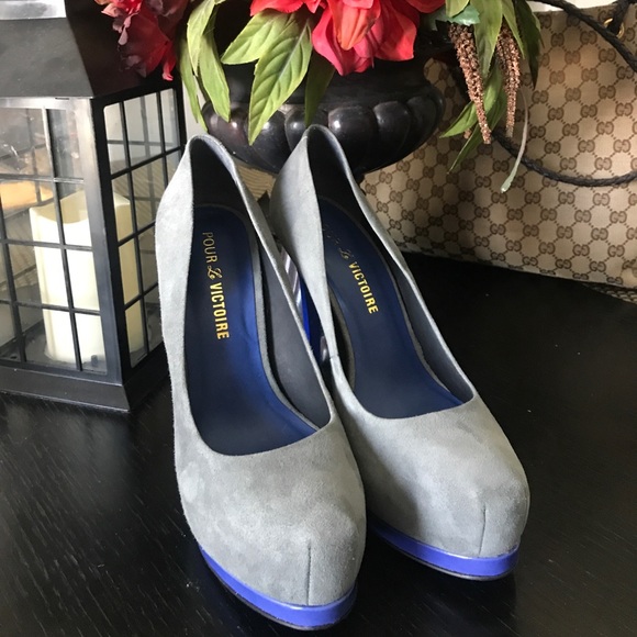 NWOB PLV Gray suede heels - Picture 4 of 8