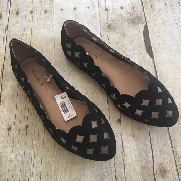 torrid Shoes - Torrid Black Cut Out Mesh Almond Toe Flats