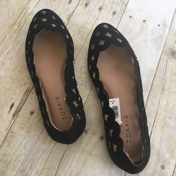 Torrid Black Cut Out Mesh Almond Toe Flats - Picture 2 of 6