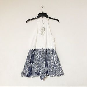 Halter Neckline Keyhole Ruffle Boho Hippy Romper