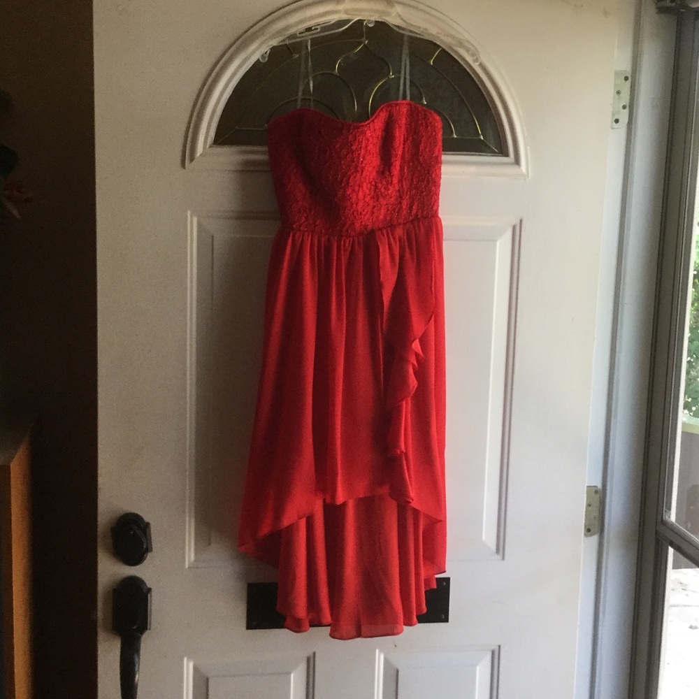 Strapless Low High Red Dress