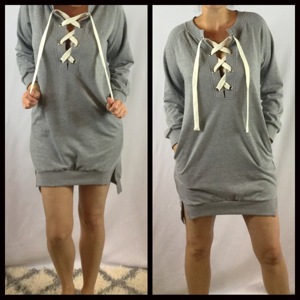 1 LEFT SALE‼️5⭐️Lace up Pullover Dress - Picture 4 of 5