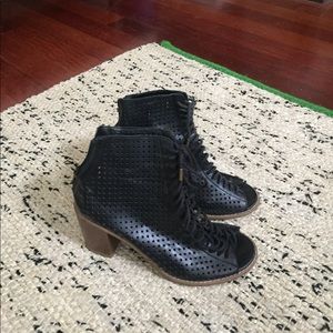 Perforated Chunky Lace-up Ankle Bootie