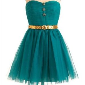 Flirty Teal and Gold Cocktail Dress