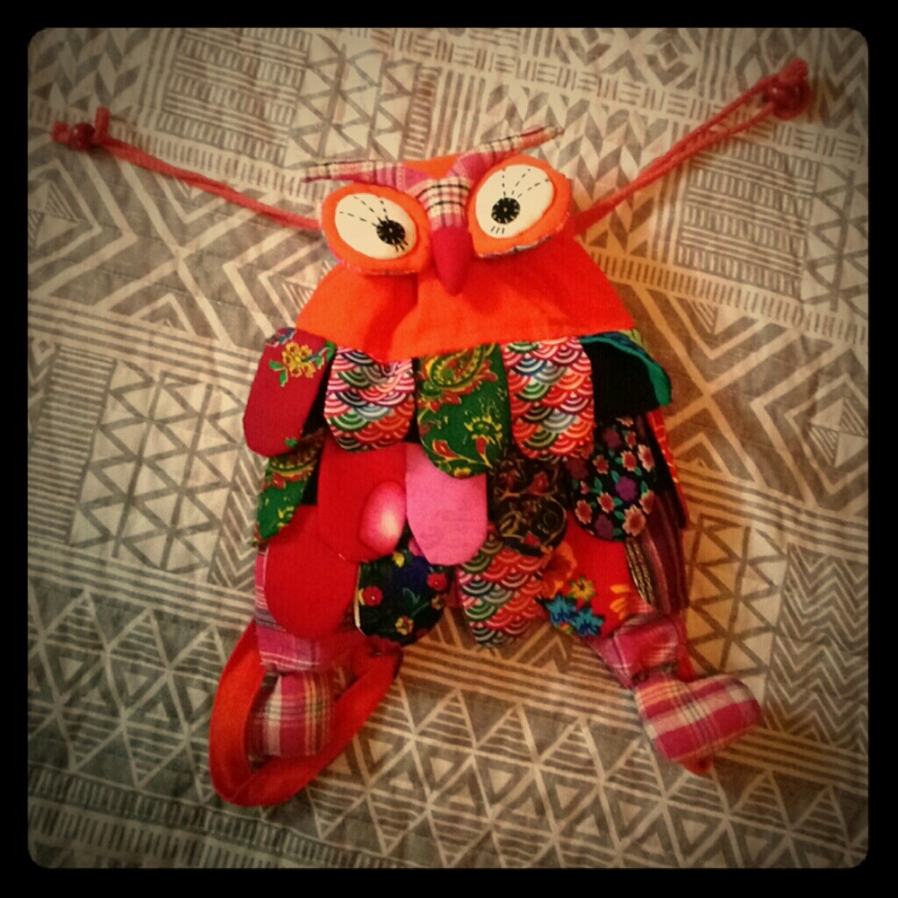 Unique handmade children's owl backpack.