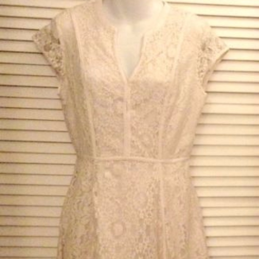 LC Lauren Conrad Lace Cream Fit & Flare Dress