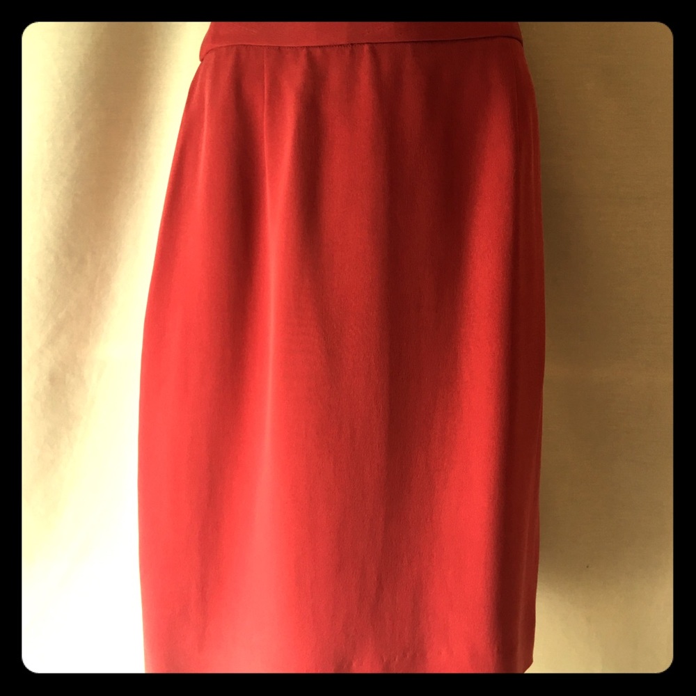 DANA BUCHMAN PETITE Silk Skirt. Muted Orange.