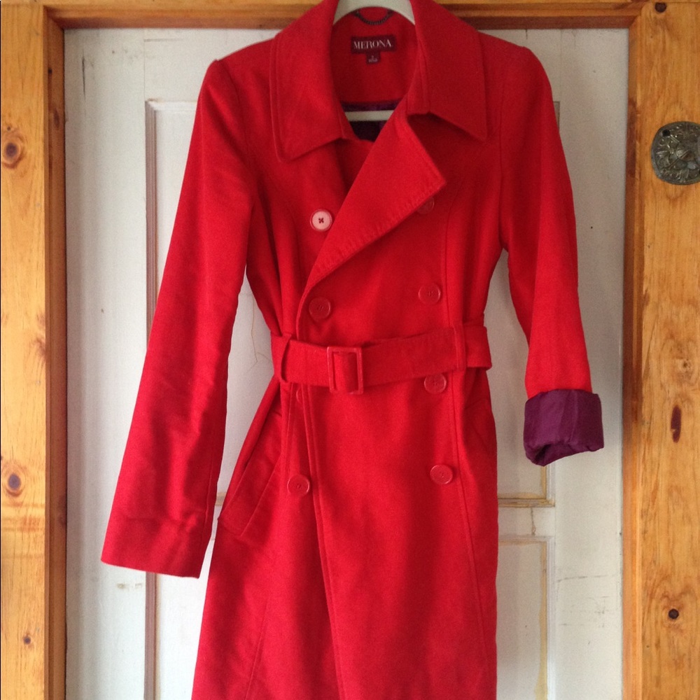 Cherry Red Trench Coat